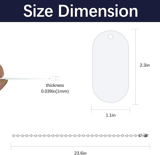 18 pcs Sublimation Dog Tags Blanks,Sublimation Necklace Blank Metal Sublimation Tag Pendants Double Sided Blank Sublimation Tags,Dog tag Chain Dog tag Sublimation Blank Metal