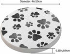 oFloral Dog Paws Cute Coasters for Drinks Animal Grey Footprints Cups Place Mats for Home Decor Set of 2, 4 Inch