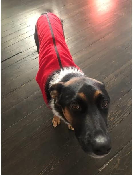 Gooby Zip Up Fleece Dog Sweater - Red, 3X-Large - Warm Pullover Step-in Jacket Without Ring Leash - Winter Sweater for Small and Medium Dogs - Boy's Clothes