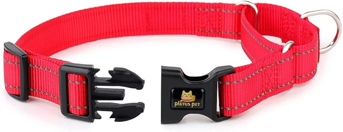 PLUTUS PET Reflective Martingale Collar with Quick Snap Buckle,No Pull Dog Choker Collar for Small Medium Large Dogs,S,Red