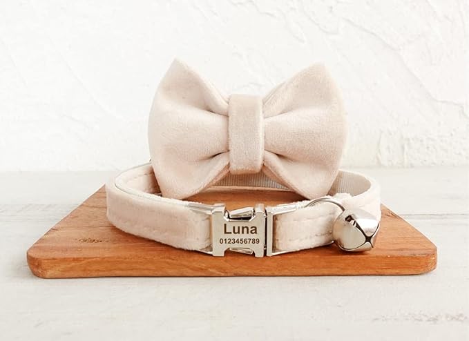 Cat Collar Personalized with Name Phone Number Engraved,Customized with Bell for Small Dogs Puppy Kitten