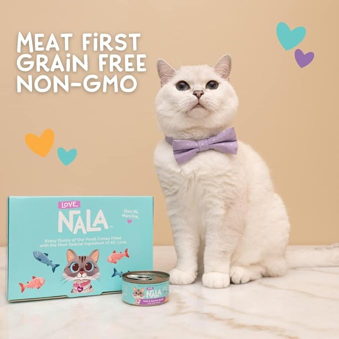 LOVE, NALA - FLAKED Fish & Chicken Variety Pack - 24 Pack- Natural Adult Cat Wet Food - Grain Free, Non-GMO, Lean Protein, Omega 3, Digestive Fiber, Added Minerals & Vitamins