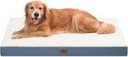 Outdoor Dog Beds for Extra Large Dogs, XL Pet Bed for Large Sized Dog, Egg Crate Foam Pet Bed with Removable Washable Oxford Cooling Cover, Blue White