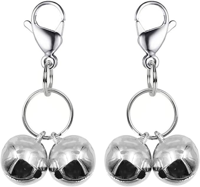 4 Sets Cat Bell for Dog Collar Charm Training Pet Pendant Accessories with 2 Pack Stainless Steel Dog Tag Clips(2 Small Silver)