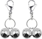 4 Sets Cat Bell for Dog Collar Charm TrainingPet Pendant Accessories with 2 Pack Stainless Steel Dog Tag Clips(2 Medium Silver)
