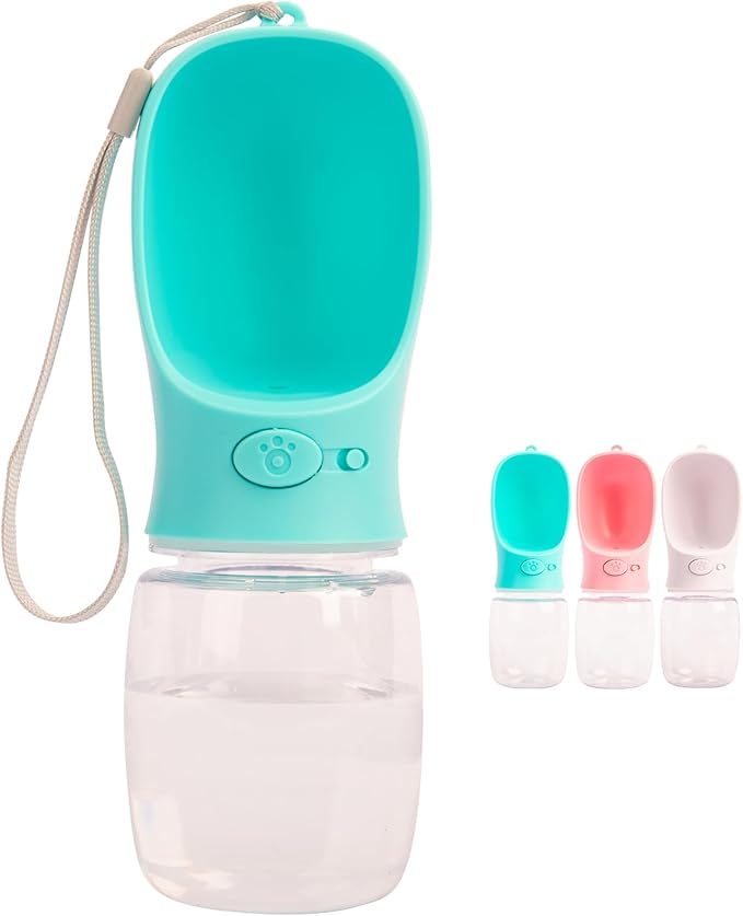350 ml / 11.9 oz Portable Dog Water Bottle, Water Bottle with Drinking Feeder for Dogs, Water Dispenser for Dogs in Walking, Hiking & Traveling (Green)