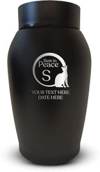 Personalized Custom Small Keepsake Urn Engraved with Pet Name, Date and Cat Design - 5.2" Black Powder Coated Steel Cremation Urn for Cat Ashes - Airtight Closure | 12-16 lb Capacity, RIP - Cat Tail