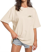 Womens Vintage Graphic Tee Shirt Cat Print Short Sleeve Loose Tunic Tops Gothic Oversized Punk Baggy Shirts