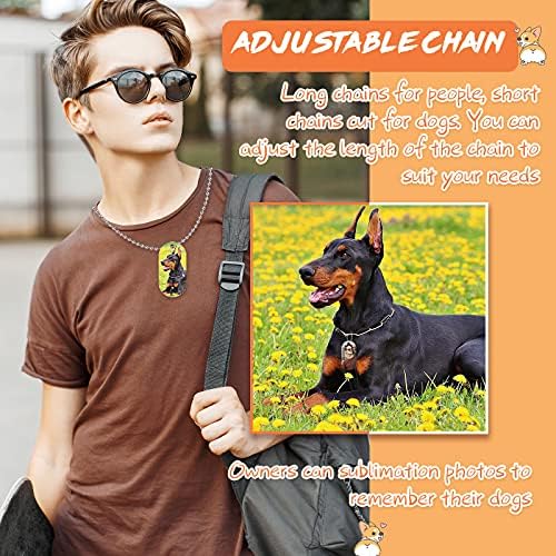 Hicarer 15 Sets Sublimation Blank Dog Tags Set Includes Aluminum Sublimation Stamping Blank Tags Necklace Chain 1 Roll of Tape for DIY Decorative Oval