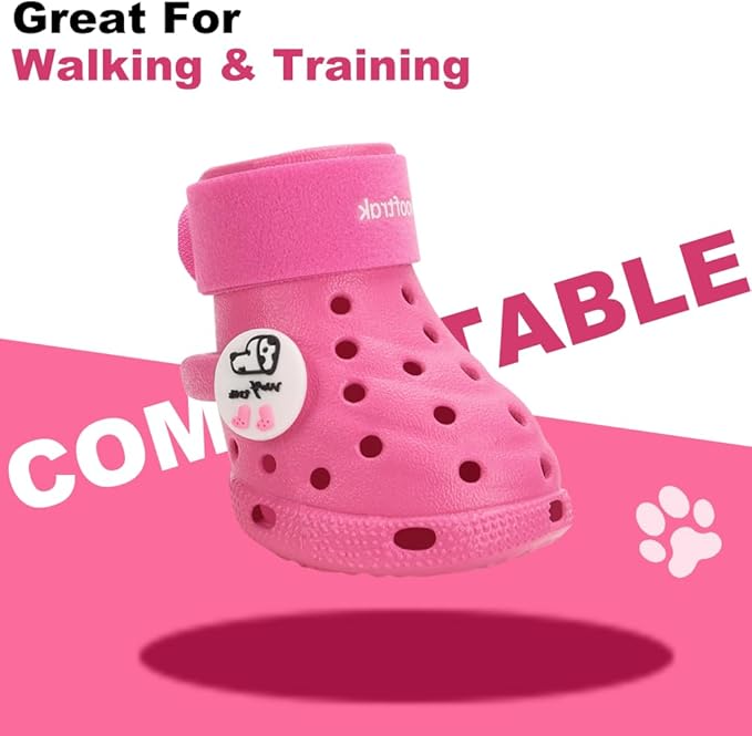 Dog Shoes Breathable Dog Shoe for Hot Pavement, Dog Booties and Paw Protectors, Non-Slip Waterproof Dog Sandals Boots (Pink, S: (2.3’’x1.8'')(L*W))