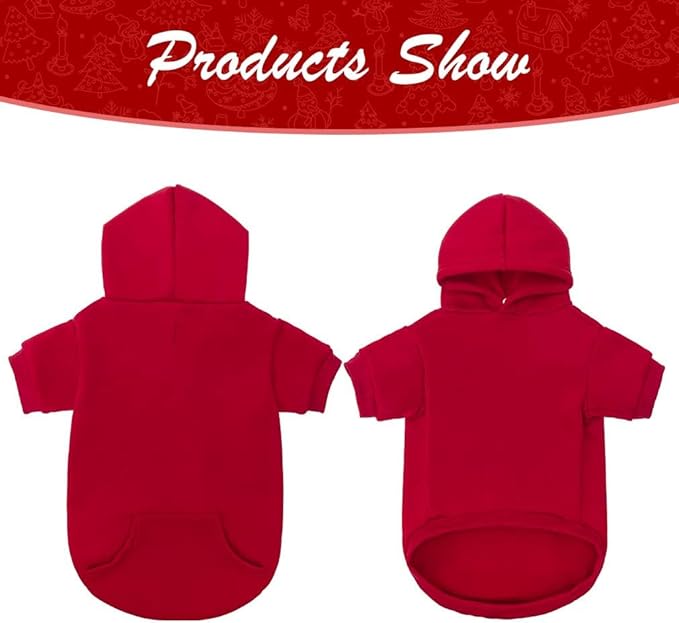 KOOLTAIL Basic Dog Hoodie - Soft and Warm Dog Hoodie Sweater with Leash Hole and Pocket, Dog Winter Coat, Cold Weather Clothes Sweatshirt for Small Medium Large Dogs Puppy Cat Boys Girls Red XXL