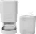 Automatic cat Feeder and Water Fountain,4L WiFi Dry Auto Pet Food and 2.2L Water Dispenser Set,Small Timed Self Feed Smart APP Feeding Stainless Steel Bowl(White)
