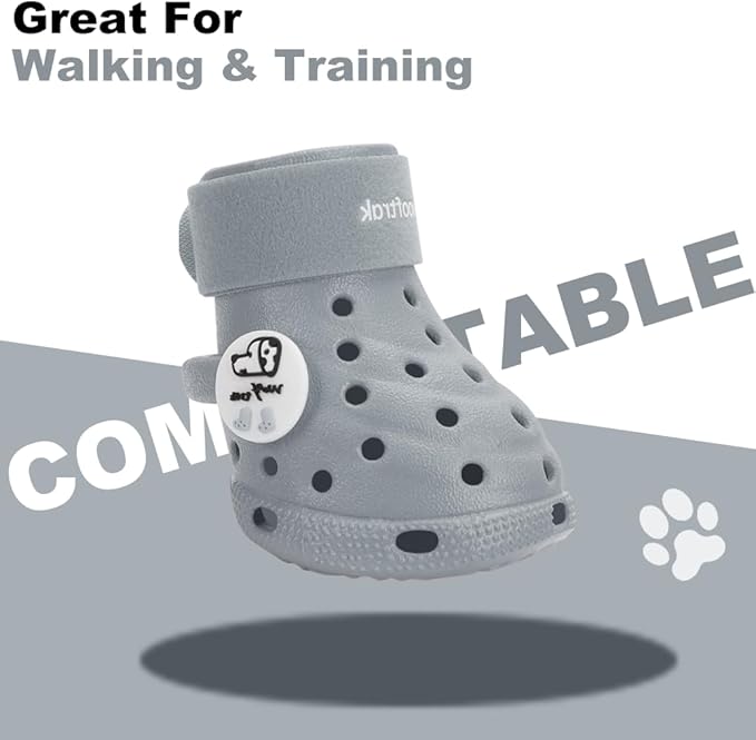 Dog Shoes Breathable Dog Shoe for Hot Pavement, Dog Booties and Paw Protectors, Non-Slip Waterproof Dog Sandals Boots (Gray, M: (2.6’’x2.3'')(L*W))