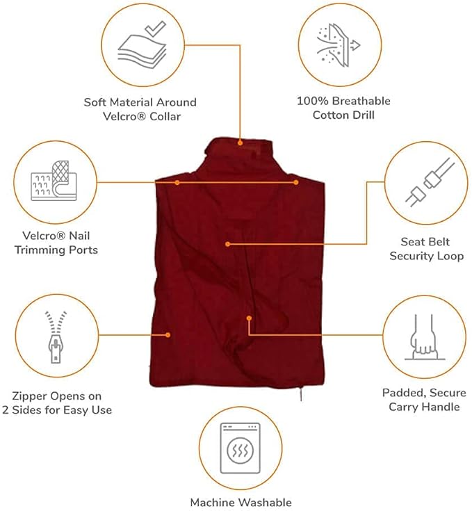 Cozy Comfort Carrier - Large Soft Red Cat Carrier and Cat Restraint Bag for Nail Trimming, Vet Visits, Medication Administration, Dental Care, and Travel