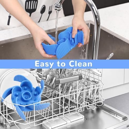 MateeyLife Slow Feeder Dog Bowls Insert with Suction Cups, Cuttable Design for Large & Medium Breeds, Fit for Regular Elevated, Compatible with Metal and Ceramic Dog Bowls for Slow Eating (Blue)