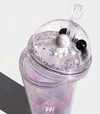Space Cups with Straw Astronaut Travel Tumblers Party Cups Ice Coffee Mug Water Bottle Birthday Gift (spacewalk, 420 ml)