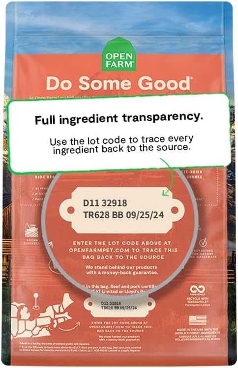 Open Farm, RawMix Dry Dog Food with Ancient Grains, Protein-Packed Kibble Coated in Bone Broth with Freeze Dried Raw Chunks, Pollock Beef & Salmon, Tide & Terrain Recipe, 3.5lb Bag