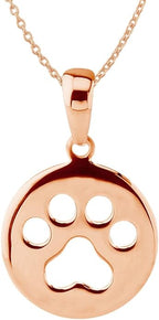 Hawaiian Silver Jewelry Dog Paw Print Pendant Necklace – 18-inch Sterling Silver Paw Print Necklace – 925 Sterling Silver