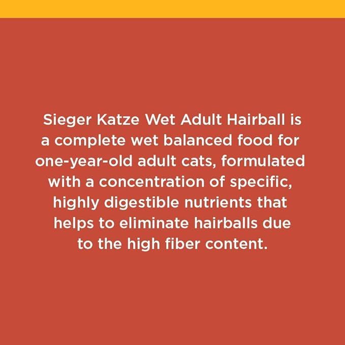 Sieger Katze Grain-Free Wet Cat Food (Pack of 12) High-Protein Hairball Food for Cats – Premium Pate for Urinary Health & Digestion