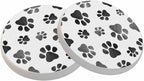 oFloral Dog Paws Cute Coasters for Drinks Animal Grey Footprints Cups Place Mats for Home Decor Set of 2, 4 Inch