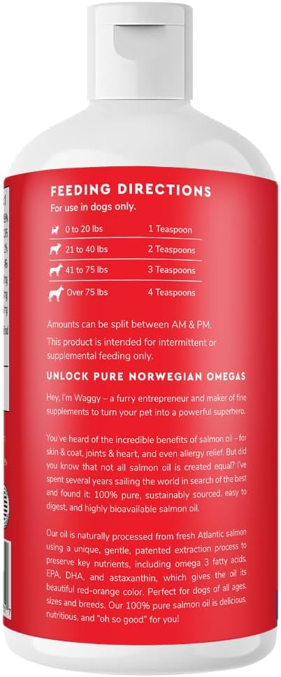 Premium Salmon Oil for Dogs – Pure Norwegian Salmon Oil High in Omega 3 EPA & DHA -Powerful Fish Oil for Dogs Skin & Coat, Hip & Joints, Allergies & Itchy Skin – Omega 3 Fish Oil for Dogs-8oz Liquid