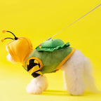 2 PCS Funny Warm Small Dog Clothes Halloween Pet Bee Costume Winter Puppy Hoodies and Vest Sets Flannel Jacket with D-Ring for Cats Dogs (Green, Large)