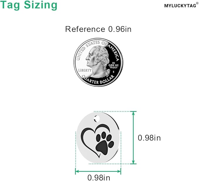 MYLUCKYTAG Stainless Steel QR Code Cat Tags - Online Pet Profile, Scan QR for Instant Location Alerts