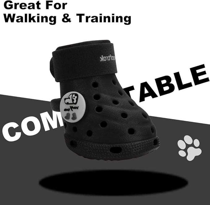 Dog Shoes Breathable Dog Shoe for Hot Pavement, Dog Booties and Paw Protectors, Non-Slip Waterproof Dog Sandals Boots (Black, M: (2.6’’x2.3'')(L*W))