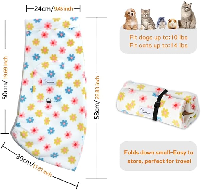 Dog Sling Carrier - Dog Sling for Small Dogs up to 10 lbs, Dog Carrier Sling with Adjustable Safety Strap & Buckle,Portable Dog Slings for Travel, Hands Free Cat Sling (Daisy)