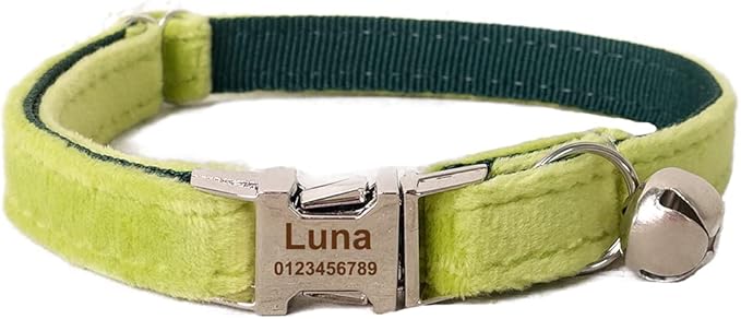 Cat Collar Personalized with Name Phone Number Engraved,Customized with Bell for Small Dogs Puppy Kitten
