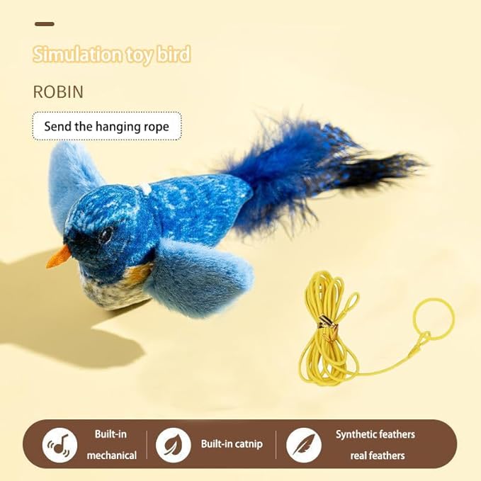 Interactive Chirping Bird Cat Toy with Catnip – Automatic Self-Play & Exercise Toy for Indoor Cats, Soft Feathered Bird Design with Realistic Sounds, Perfect for Kittens & Small Dogs