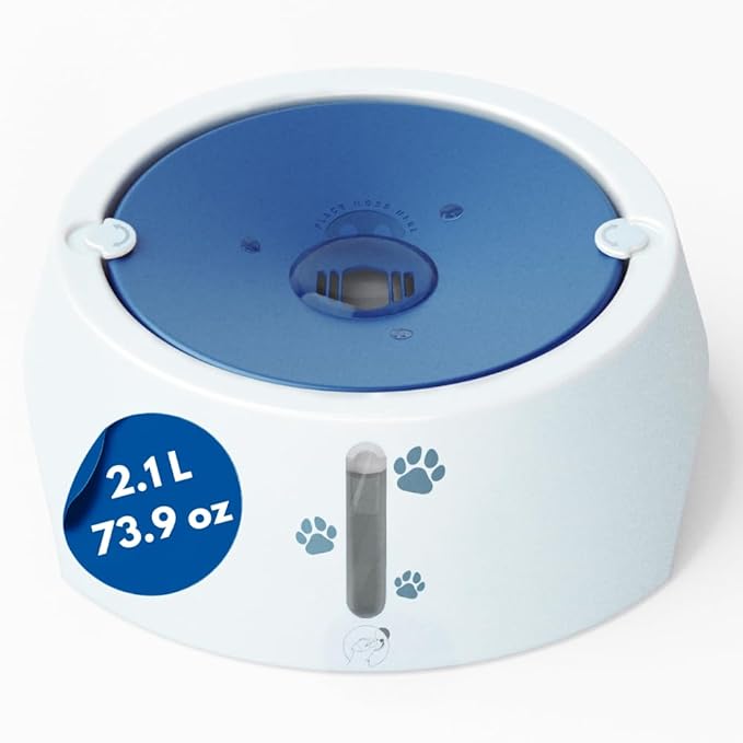 BARKING&MAD no Spill Water Bowl for Dogs 73.9oz (2.1L) - Anti-gulping, Slow Water Feed Dispenser for Large and Medium-Sized Breeds for Slow Drinking and Messy gulping Sloppy Drinkers