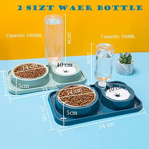 Double Dog Cat Bowl Set with Automatic Water Dispenser, Stainless Steel, Anti-Slip and Anti-Spill Design for Multiple Pets