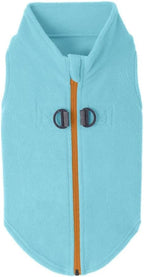 Gooby Zip Up Fleece Dog Sweater - Turquoise, Small - Warm Pullover Fleece Step-in Dog Jacket with Dual D Ring Leash for Small to Medium Dogs