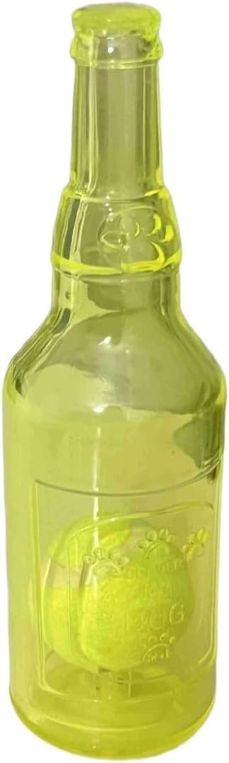 Wine Bottle Dog Toy, Fun Interactive Cute Squeaky Dog Toys with Tennis Ball Inside, Ideal for Large/Medium/Small Dogs to Fetch Games and Bonding Time, Not for Heavy Chewers, Large-Yellow