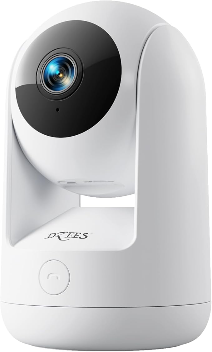 Dzees Indoor Security Camera Pet Camera No Subscription, 2K 360° WiFi Cameras, Wired Dog Pet Camera with Phone App, MagicPix Night Vision, Calls, 2-Way Audio, 24/7, Motion Tracking, Privacy, 2.4Ghz