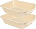 2 Pack Extra Large Dog Litter Box Pan Tray (ABS Material), Low Entry Jumbo Senior Litter Boxes for Multiple Kitten Big Cats, Pet Safe Indoor Dog Potty (Sandbeach, 20" L x 15" W)