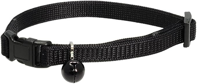 Black Cat Collar. Safety Release Buckle.! Free Bell. Adjustable Collar 1 Size Fits All Cats.