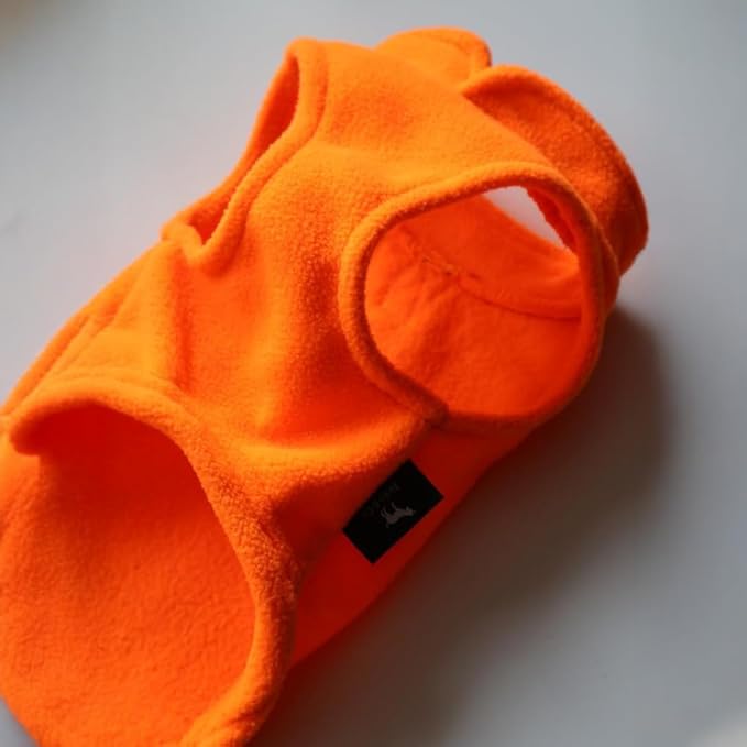 JACKO & CO - Fleece Vest Sweater with Leash Ring - Soft Lightweight Breathable for Puppies Small Medium Dogs, Kitten, Cats, Chihuahua - Warm for Fall/Autumn/Winter (Pumpkin, Large 10-16lbs)