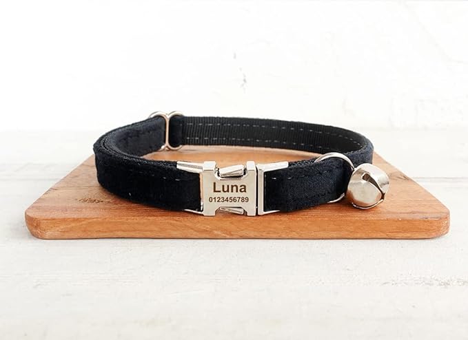 Cat Collar Personalized with Name Phone Number Engraved,Customized with Bell for Small Dogs Puppy Kitten