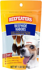 Beefeaters Beefhide Kabobs – Dog Treat. Triple Flavor with Real Chicken, Liver & Sweet Potato, Long-Lasting Chew, Supports Dental Health, Ideal for Training