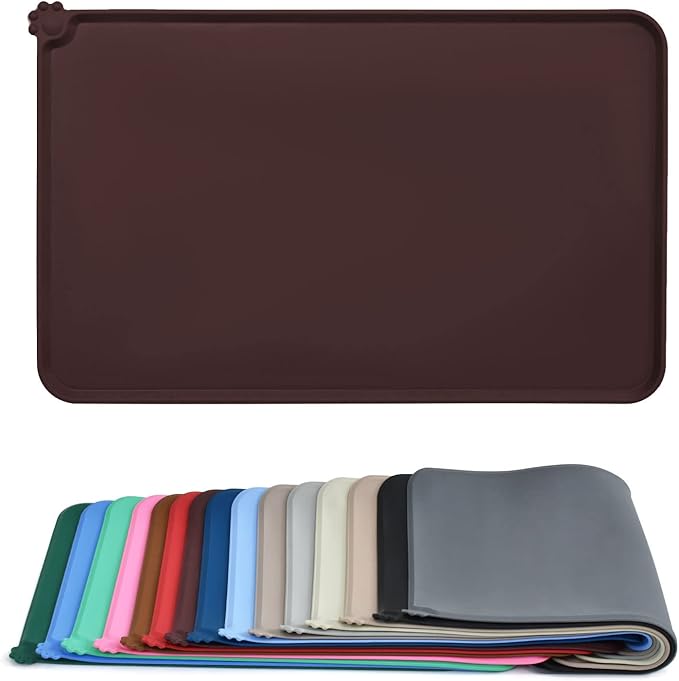 AUDWUD Silicone Waterproof Pet Feeding Mats,Anti Slip Bowl Pad, Dog Mat for Food and Water