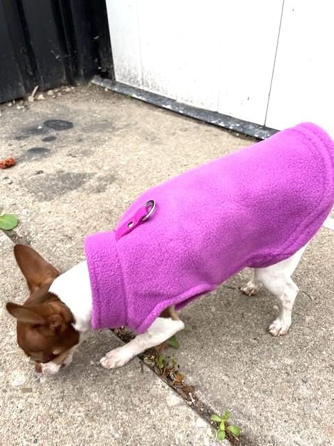 JACKO & CO - Fleece Vest Sweater with Leash Ring - Soft Lightweight Breathable for Puppies Small Medium Dogs, Kitten, Cats, Chihuahua - Warm for Fall/Autumn/Winter (Purple, X-Large 17-25lbs)