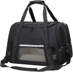 Expandable Cat Carrier for Travel, Soft-Sided Pet Carrier for Cats and Small Dogs, Airline Approved, Comfortable & Breathable Cat Carrying Bag with Adjustable Strap for Daily Use & Airplane(Black)
