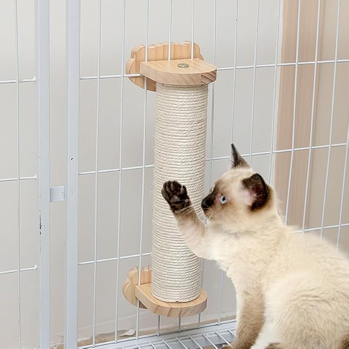 haozaikeji Cat Scratching Post for Crate Cage, Cage Mount Cat Scratcher Cage Scratcher Pole Natural Sisal Cat Scratching Post with Self Groomer and Massager for Indoor Cats Kitten