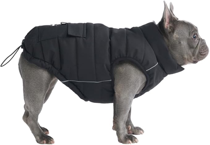 Spark Paws Dog Winter Jacket, Water-Resistant Coat, Warm Reflective Windproof Fleece-Interior, for Medium and Large Dogs - Black - XL
