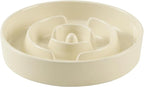 8.2inch Ceramic Slow Feeder Dog Bowl for Medium and Large Breed, Puzzle Dog Food Dish, Anti-Gulping, Pet Slow Feeder, Stop Bloat, Preventing Choking (Single Bowl-Beige)