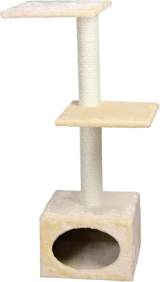 TRIXIE Badalona 43" Cat Tree, 3-Level Sisal Cat Scratcher, Plush Covered Cat Condo with, Removable Cushions, Cat Bed