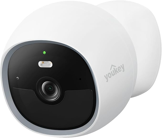 youkey S320 Magnetic Wire-Free Camera 2.5K QHD Security Camera with Dual Band WiFi 6, Built-in 8GB Storage, Color Night Vision, AI Human Pet Detection, IP65, No Monthly Fees