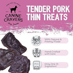 Canine Cravers Single Ingredient Dog Treats – Pork Thin Tenders - Human Grade Air Dried Hypoallergenic Pet Food – Grain, Gluten, and Soy Free – 100% All Natural - 5.3 oz